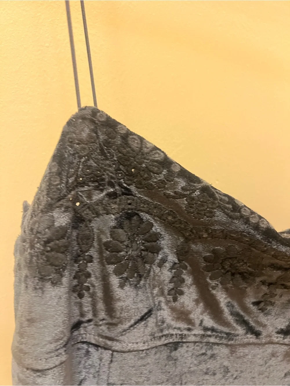 Free People Black Velvet Lace-Trim Slip
